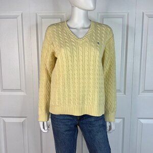 RALPH LAUREN women's medium v-neck cable knit cotton sweater RARE!!!